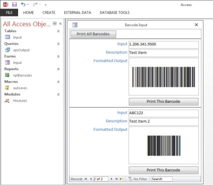 Code 128 barcodes in an Access database
