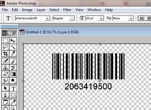 Interleaved 2 of 5 barcode in Adobe Photoshop