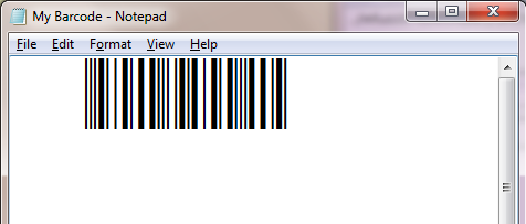 Interleaved 2 of 5 barcode in Notepad
