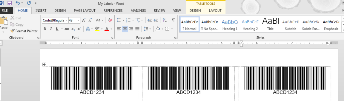 Code 39 barcodes Microsoft Word