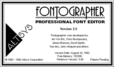 Fontographer version 3.5, 1985-1992