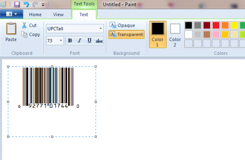 UPC barcode in Paint