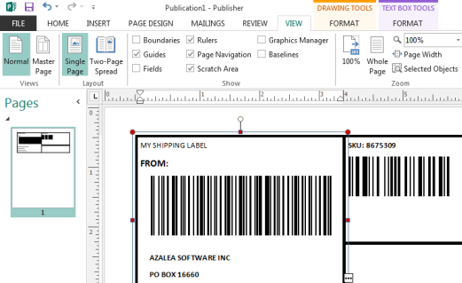 Code 128 barcode in Microsoft Publisher
