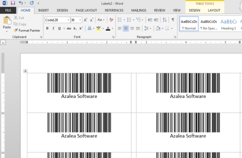 Code 128 barcode labels in Word